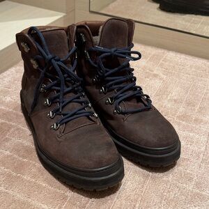 Brunello Cuccinelli Men's Brown Leather Hiking Boots